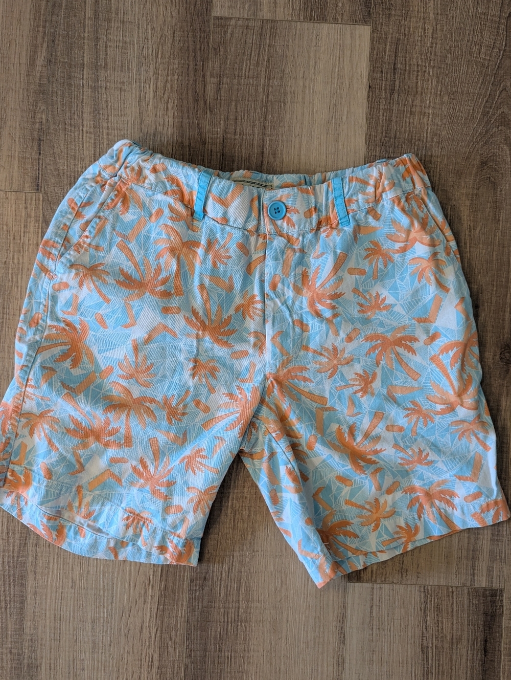 Tipsy Elves Palm Tree Shorts Mens Small Blue Orange Tropical Golf Casual